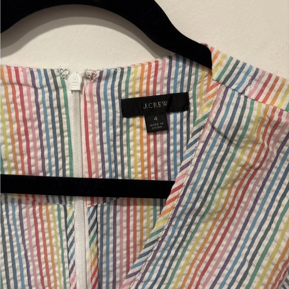 J.Crew V-Neck Peplum Rainbow Seersucker Top XS - Picture 3 of 5